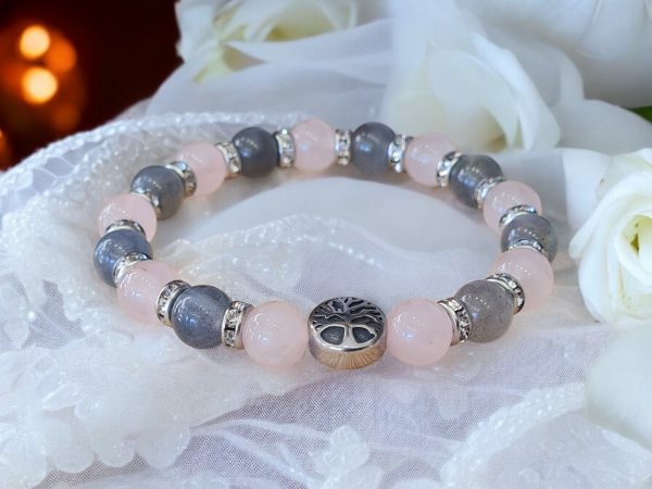 Bracelet quartz rose labradorite